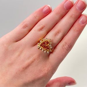 DAC 14K GOLD Electroplated Heart Valentine's Day Bridal Ballet Core Holiday Ring